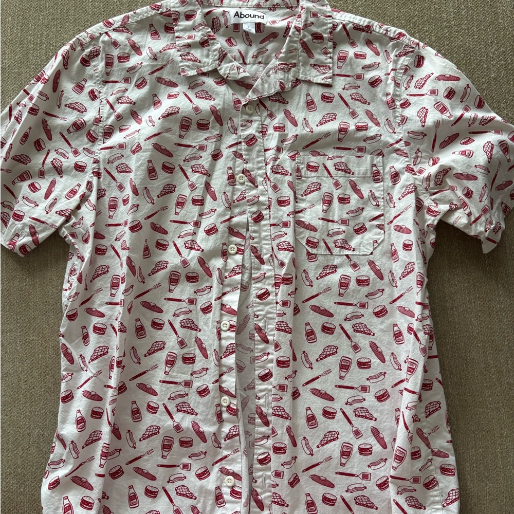 Abound Men's Red and White Patterned Shirt